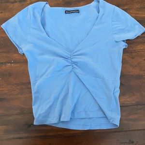 Brandy Melville Blue V neck crop top
